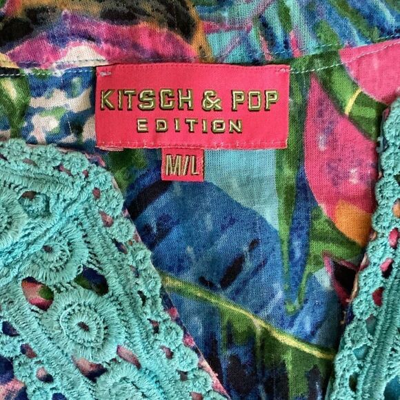 Anthropologie Kitsch & Pop Boho Lace Blouse Top Tassel Tie Women’s M/L - Picture 9 of 10